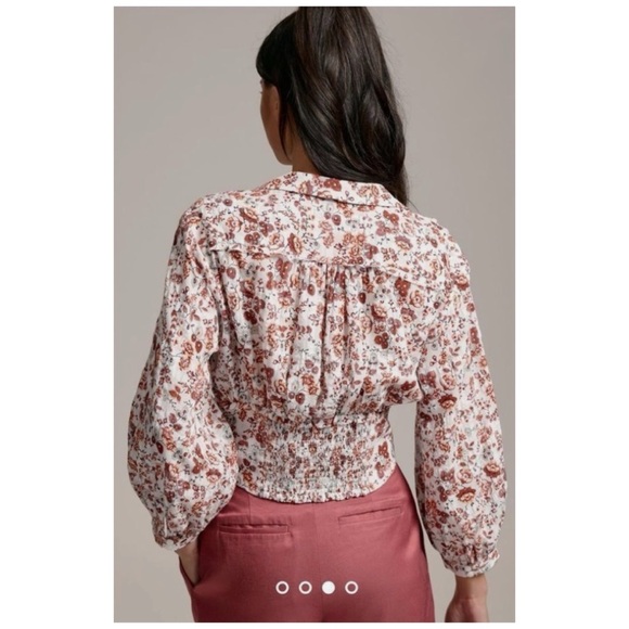 NWOT Anthropologie Smocked Buttondown Blouse  Size Small - Picture 2 of 16
